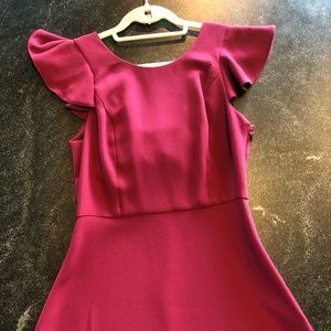 BCBGgeneration. Dark Pink, ruffle trim, a-line mini dress. Size 4.